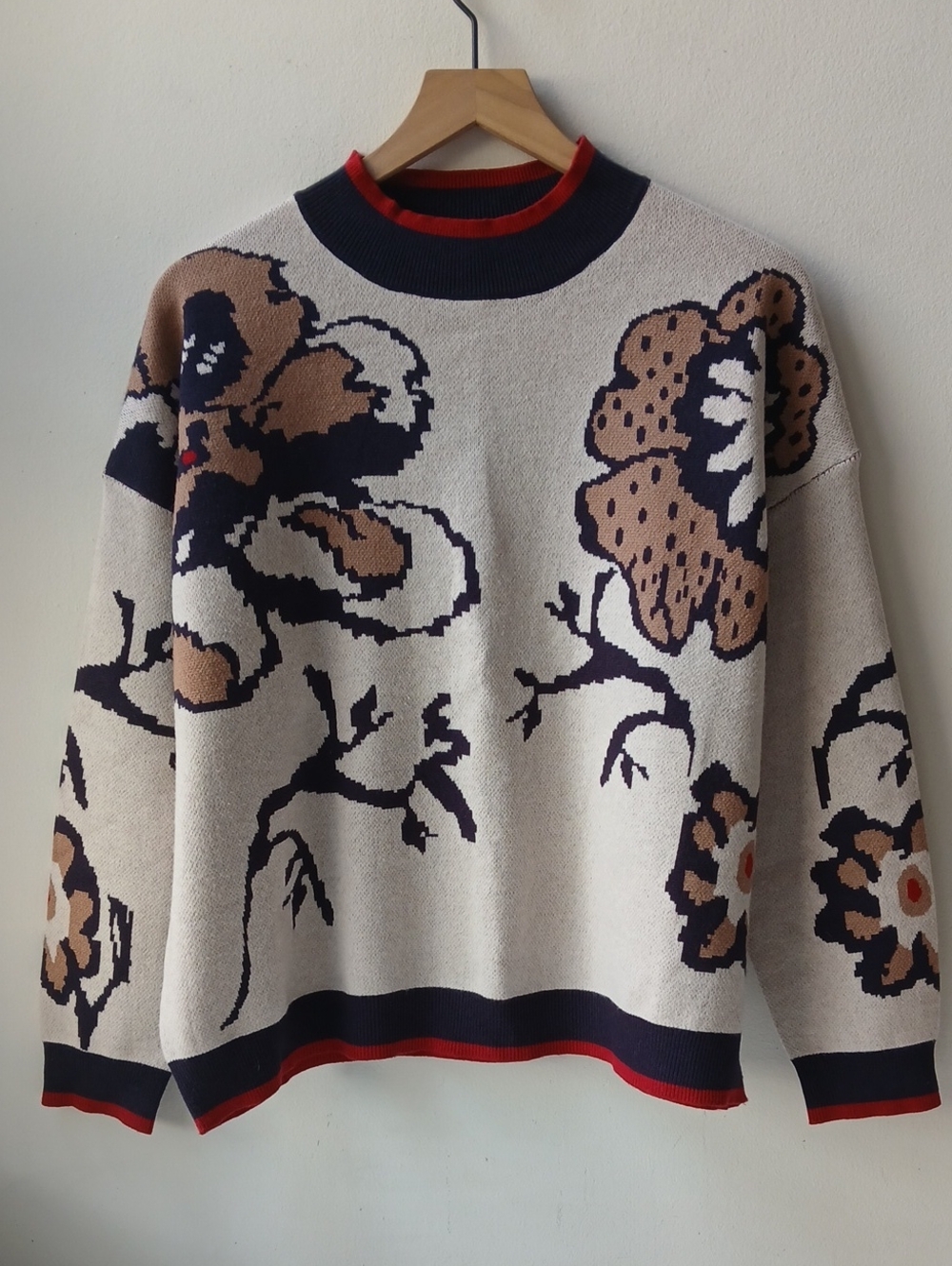 Jodifl Floral Print Mock Neck Sweater Women's Medium